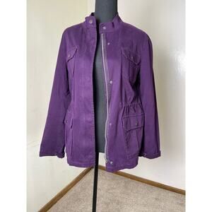 LOFT Women's Utility Casual Funnel Collared Full Zip Jacket Purple M